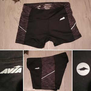 Avia Black and Heather Gray Athletic Shorts + Built-in Leg Pocket, Women's XS